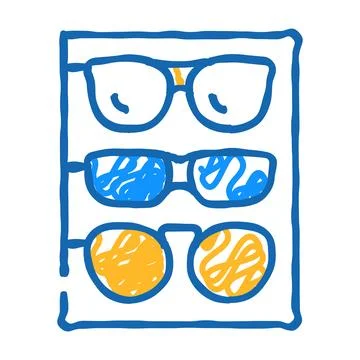 Different frames of glasses set icon doodle illustration Stock Illustration