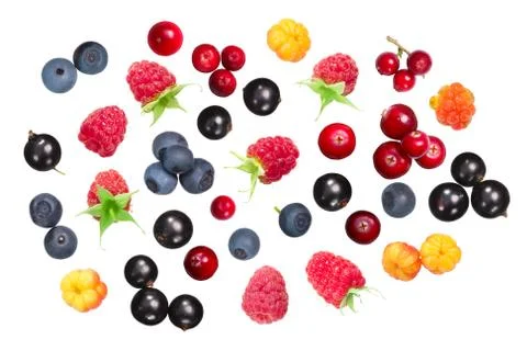Different fresh berries, top view Stock Photos