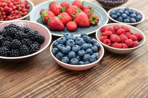Different fresh summer berries Stock Photos