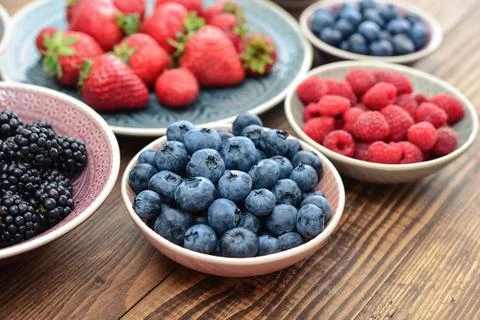 Different fresh summer berries Stock Photos