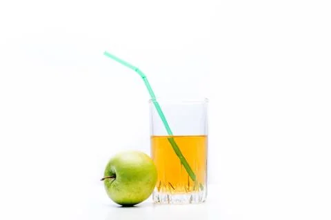 Different fruit and juice or smoothie in a glass Stock Photos