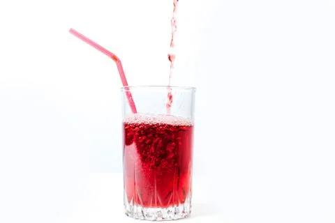 Different fruit and juice or smoothie in a glass Stock Photos
