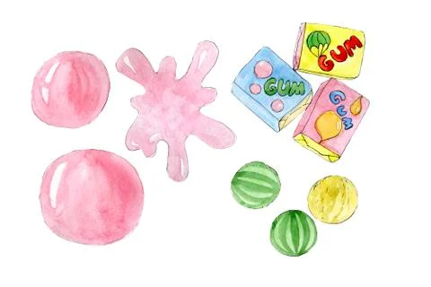 Different fruit chewing gum Stock Illustration