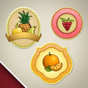 Different fruit labels Stock Illustration
