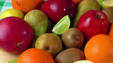 Different fruits close-up Stock Footage 58944987