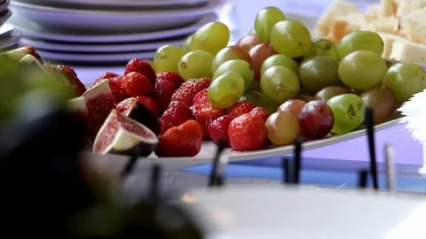 Different fruits on the plates Stock Footage 103127192