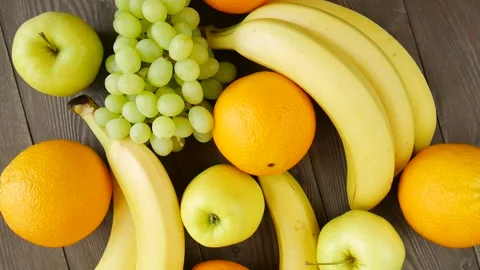 Different fruits on the table. Video stock 245833612