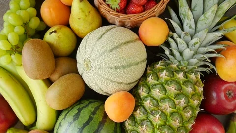 Different fruits on the table. Stock Footage 297250130