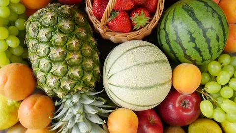 Different fruits on the table. Stock Footage 302472851
