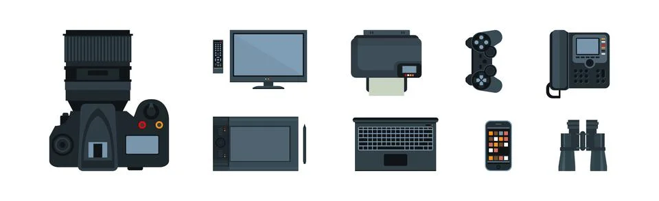 Different Gadget and Digital Mobile Devices Vector Set Stock Illustration
