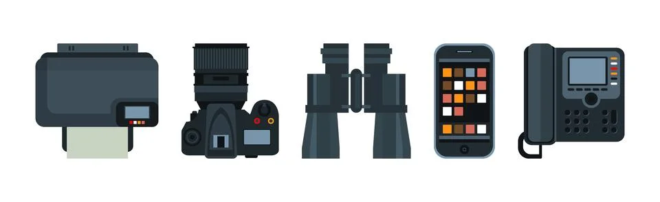 Different Gadget and Digital Mobile Devices Vector Set Stock Illustration