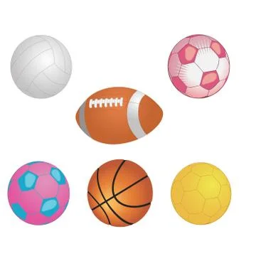 Different game balls isolated on white Stock Illustration