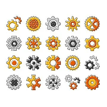 Different gears and cogwheels creating engineering concepts Illustrazione stock