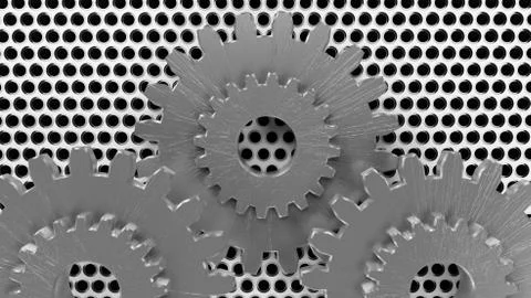 Different gears in metall silver Stockillustratie