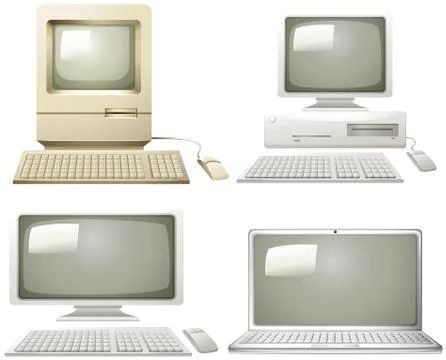 Different generation of personal computer Illustrazione stock