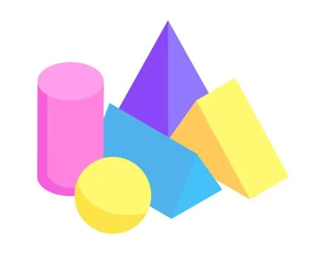 Different Geometric Prisms Collection Color Banner Illustrazione stock