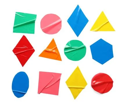Different geometric shapes made of adhesive tapes on white background Stock Photos