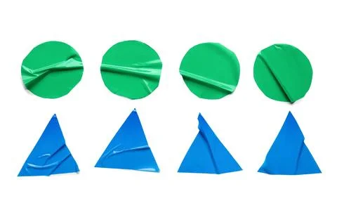 Different geometric shapes made of adhesive tapes on white background Stock Photos