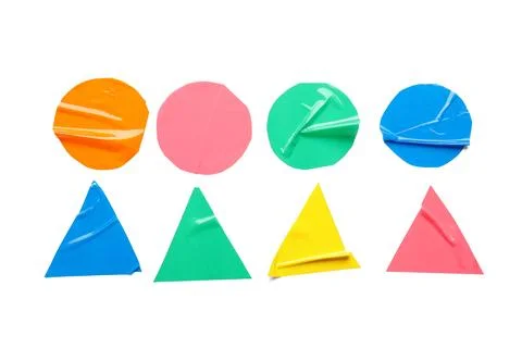 Different geometric shapes made of adhesive tape on white background Stock Photos
