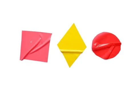 Different geometric shapes made of adhesive tapes on white background Stock Photos