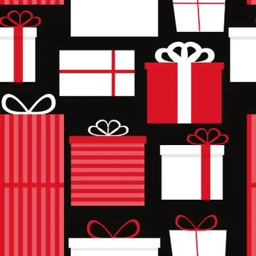 Different Gift Box Seamless Pattern Background Vector Illustrati 스톡 일러스트