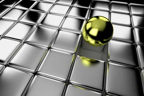 Different gold ball standing out in crowd Illustrazione stock