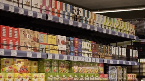 Different grades of black and green tea Stock Footage 75476291