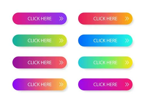 Different gradient colors and icons on white forms with shadows. Set of vecto Illustrazione stock