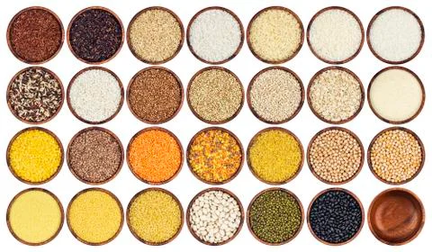 Different grains isolated on white background Foto stock