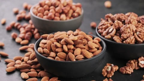 Different grains of shelled nuts, rotation. Stock Footage 155224830