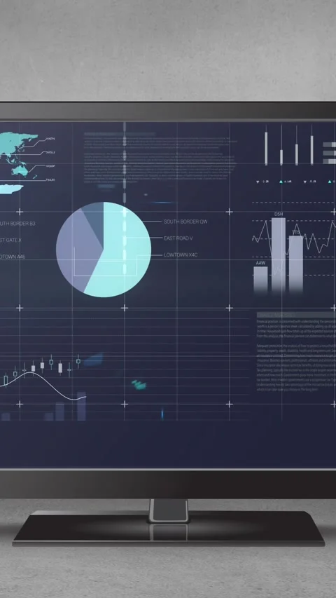 Different graphs in an LCD screen Stock Footage 342136768