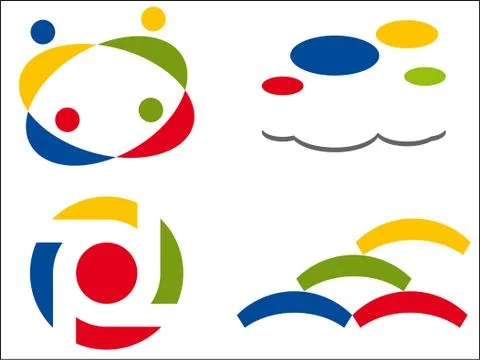 Different group icons colored and simple form. Illustrazione stock
