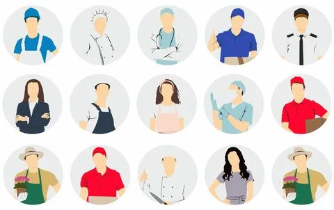 Different group of people occupation Stock Illustration