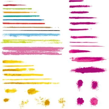 Different grunge brushes or pencils. Lines and dots. Stock Illustration