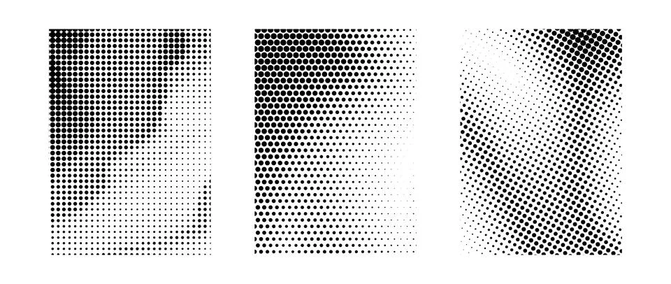 Different grunge halftone gradient set. Black grit sand noise texture collection Stock Illustration