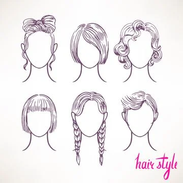 Different hairstyles - 2 Stock Illustration