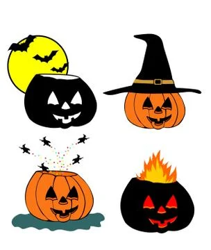 Different halloween pumpkin head Illustrazione stock