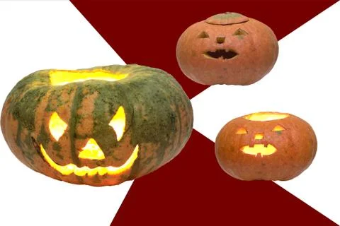 Different Halloween pumpkins on the background Foto stock