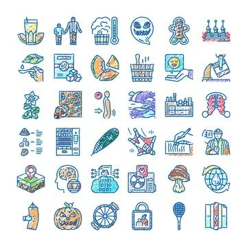 Different hand drawing doodle icons collection depicting life concepts Stock Illustration