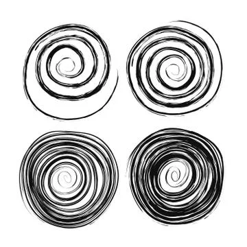 Different hand drawn swirls isolated on white Stock Illustration