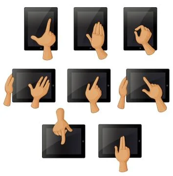 Different hand gestures when using a gadget イラスト素材