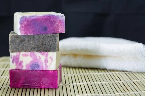 Different handmade soaps Stock Photos