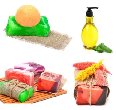 Different handmade soaps Stock Photos