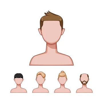 Different head styles vector set for avatars Stock Illustration