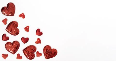 Different hearts in the corner on a white background. Template for Valentines Stock Photos