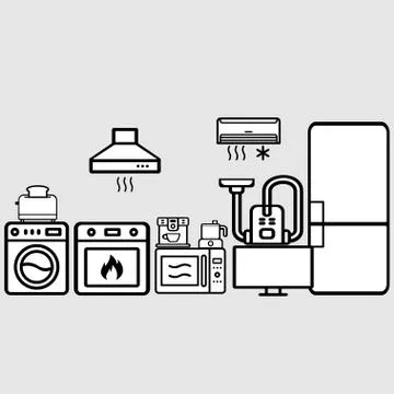 Different home appliances Illustrazione stock