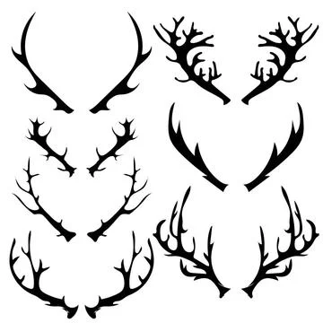 Different Horns Set of Different Horns Silhouette Isolated on White Backgr... Foto stock