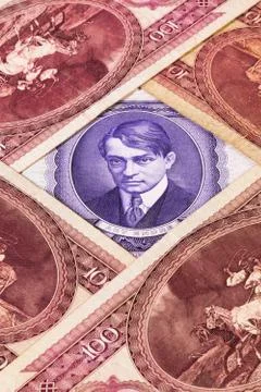 Different Hungarian  banknotes from on the table 库存照片