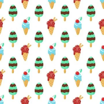 Different ice cream seamless pattern Stock Illustration