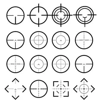 Different icon set of targets and destination. Target and aim, targeting and Stock Illustration